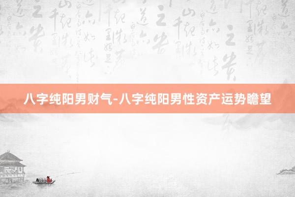 八字纯阳男财气-八字纯阳男性资产运势瞻望